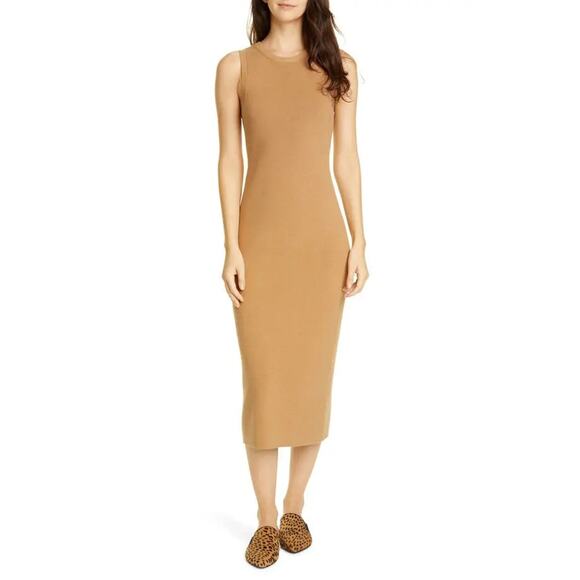 Jenni Kayne Dresses & Skirts - Jenni Kayne Sleeveless Cashmere Cotton Sweater Dress Large Camel Tan Knit Size L